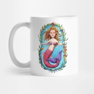 Pink-Tailed Mermaid and her Seaweed Circle Mug